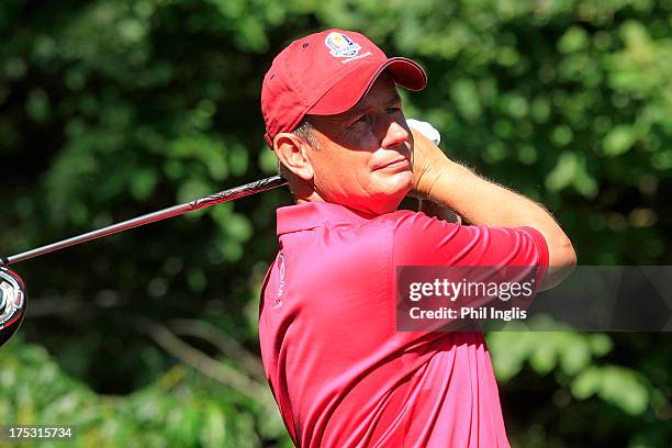 Paul Eales of England in action during the first round of the Berenberg Bank Masters played at Golf- Und Land-Club Koln on August 2, 2013 in Cologne,...