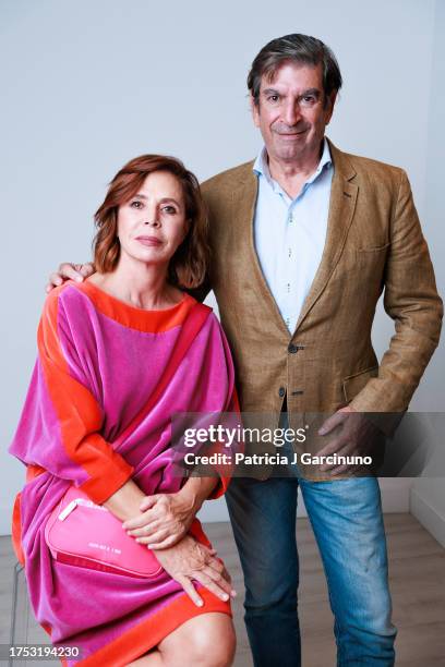 Agatha Ruiz de la Prada and Jose Manuel Diaz-Paton pose during a portrait session for the "Relojes Y Joyas" Awards by La Vanguardia Magazine at...