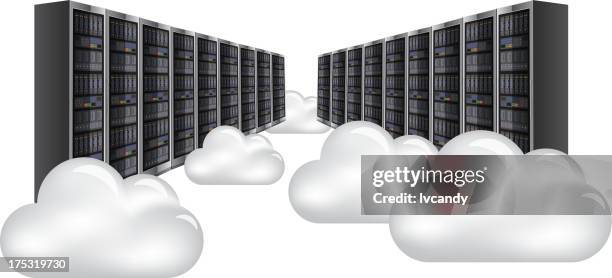 network server and cloud computing - empty cabinet stock illustrations
