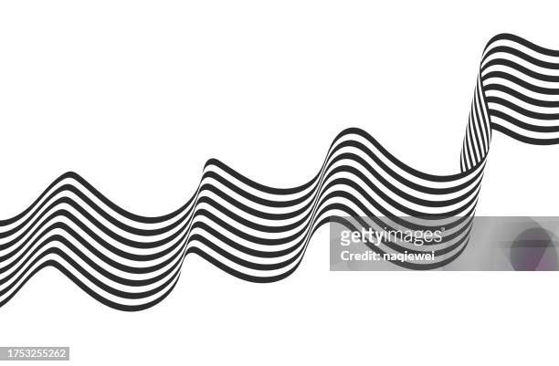 vektor schwarz-weiß einfache wellige wellenstreifen strukturierter fließender bandmusterhintergrund - ripple grid stock-grafiken, -clipart, -cartoons und -symbole