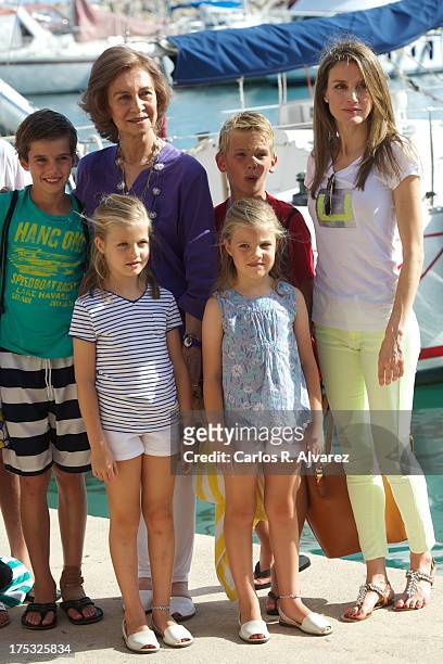 Spanish Royals Pablo Nicolas Urdangarin, Queen Sofia of Spain, Princess Leonor of Spain, Miguel Urdangarin, Princess Sofia of Spain and Princess...