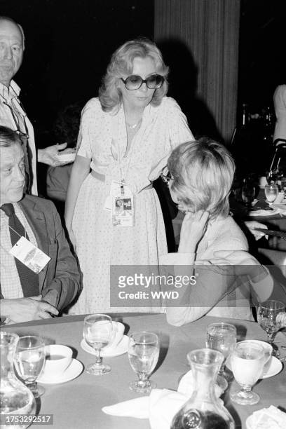 Ben Bradlee, Barbara Walters, and Sally Quinn attend a party, sponsored by the New York Times, during the Republican National Convention in Detroit,...
