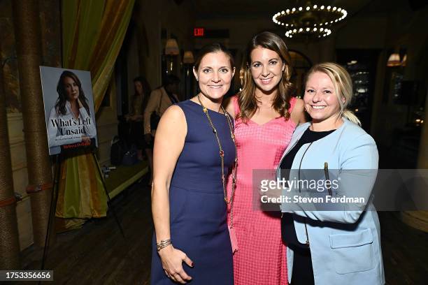 Jessica Davos, Melissa DeRosa and Gillen Krainin celebrate the launch of Melissa DeRosa's new book “What’s Left Unsaid” at Hotel Chelsea on October...