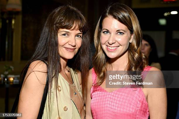 Katie Holmes and Melissa DeRosa celebrate the launch of her new book “What’s Left Unsaid” at Hotel Chelsea on October 23, 2023 in New York City.