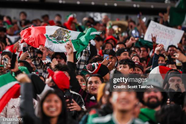 Fans cheer during the first half of the international friendly between Mexico and Germany at Lincoln Financial Field on October 17, 2023 in...