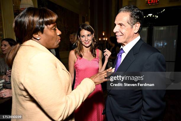 Ingrid Martin, Melissa DeRosa, and Andrew Cuomo celebrate the launch of Melissa DeRosa's new book “What’s Left Unsaid” at Hotel Chelsea on October...