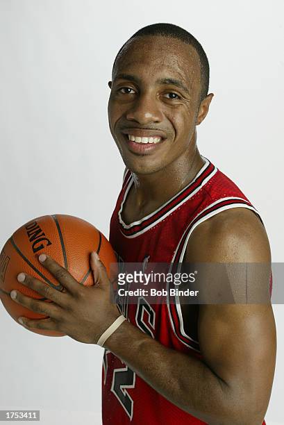 Jay Williams of the Chicago Bulls poses for a portrait during the rookie photo shoot at St. Peter's Prep on August 4, 2002 in Jersey City, New...