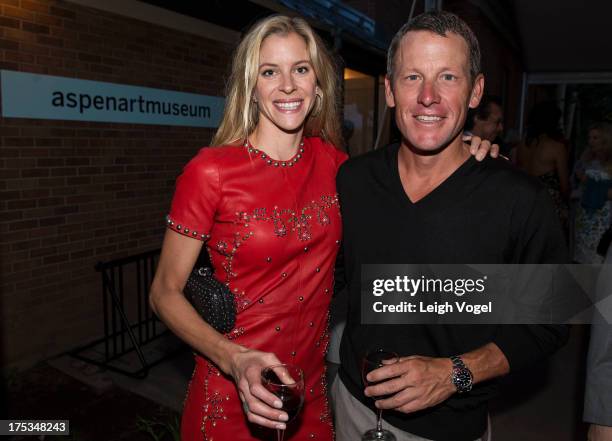 Anna Hansen Armstrong and Lance Armstrong attend Aspen Art Museum 2013 ArtCrush Summer Benefit at Aspen Art Museum on August 2, 2013 in Aspen,...