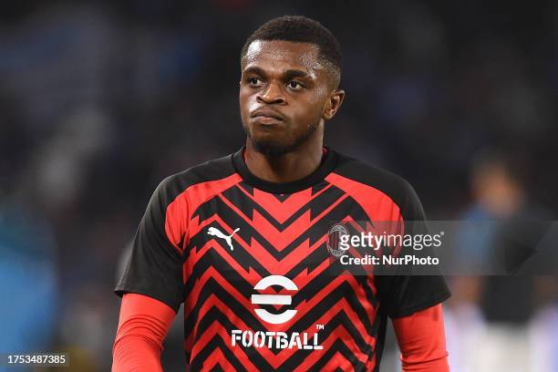 Pierre Kalulu of AC Milan warms up before the Serie A TIM match between SSC Napoli and AC Milan at Stadio Diego Armando Maradona Naples Italy on 29...