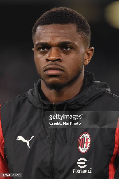 Pierre Kalulu of AC Milan during the Serie A TIM match between SSC Napoli and AC Milan at Stadio Diego Armando Maradona Naples Italy on 29 October...