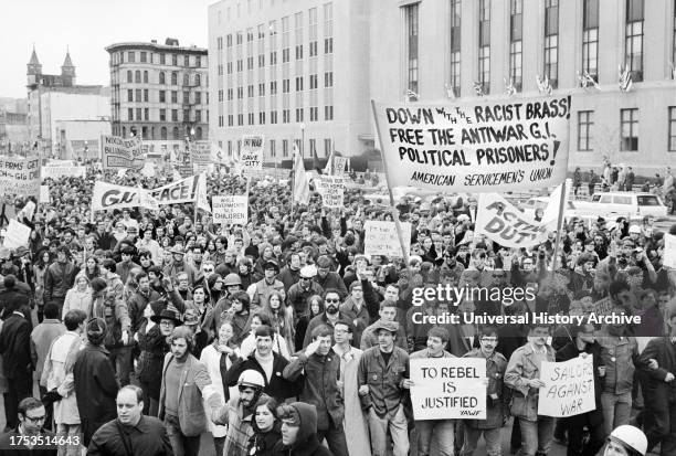 Crowd during Rally against U.S. President Richard Nixon's Inauguration and Vietnam War, Washington, D.C., USA, John T. Bledsoe, U.S. News & World...