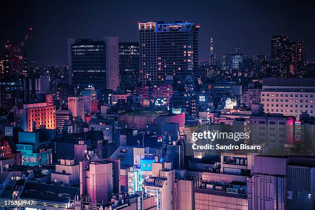 tokyo kabukicho skyline at night - kabuki cho stock pictures, royalty-free photos & images