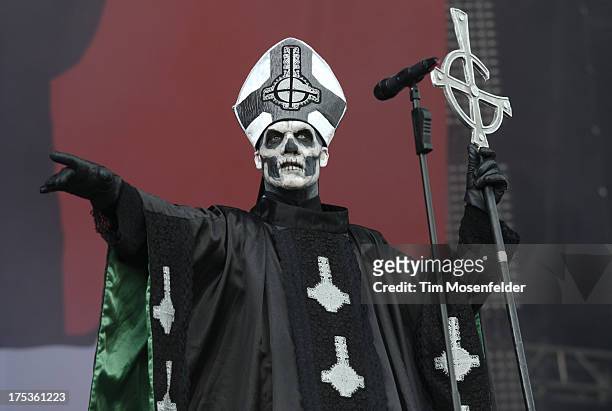 Papa Emeritus II of Ghost B.C. Performs as part of Lollapalooza 2013 at Grant Park on August 2, 2013 in Chicago, Illinois.