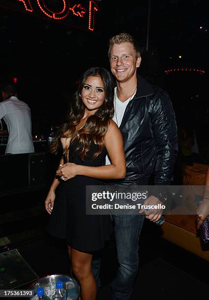 Catherine Giudici and Sean Lowe attend 1OAK Nightclub at The Mirage on August 2, 2013 in Las Vegas, Nevada.