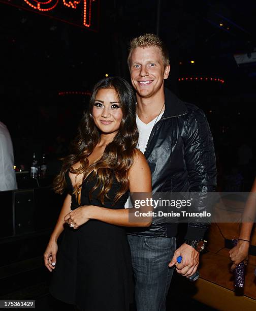 Catherine Giudici and Sean Lowe attend 1OAK Nightclub at The Mirage on August 2, 2013 in Las Vegas, Nevada.