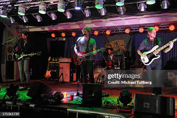 Guitarist Stephen Johnson, singer/guitarist Graham Bockmiller, drummer Rich Carillo and bassist Paul Hiller of Great White Buffalo perform live on...