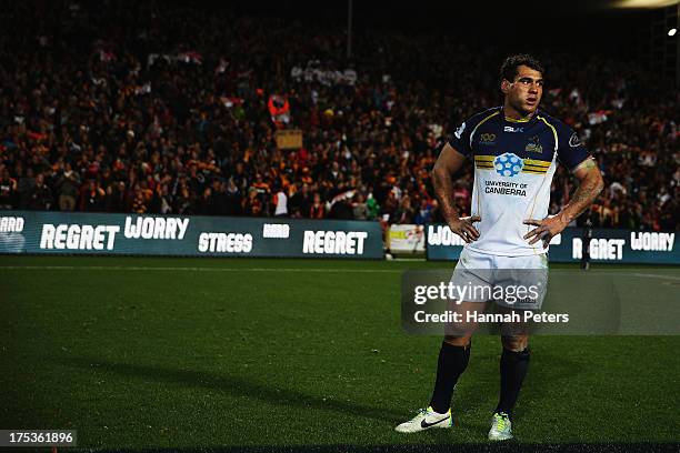 George Smith of the Brumbies looks on after losing Super Rugby Final match between the Chiefs and the Brumbies at Waikato Stadium on August 3, 2013...