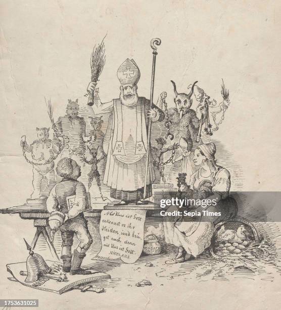 German caricature on Tsar Nicholas I and the Russian attitude to the 1848 Revolution, Unknown paper, pen and ink-manner lithograph, height 30, 9 cm,...