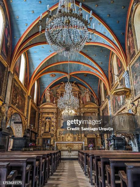 interior of chapelle of notre-dame de betharram - pau france stock pictures, royalty-free photos & images