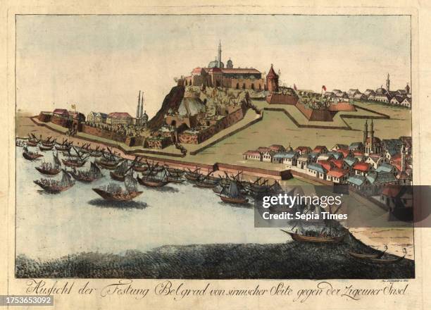 View of Belgrade Fortress 'from the Sirmian side against the Gypsy Island', Johann Hieronymus Löschenkohl , publishing house, 1789-1790, paper,...