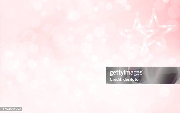 illustrations, cliparts, dessins animés et icônes de arrière-plans vectoriels monochromes horizontaux scintillants brillants brillants dans une couleur dégradée rose clair doux et féminin lumineux avec des bulles de lumière parasite partout comme des lumières bokeh pour les célébrations de noël, de - dreamy lens