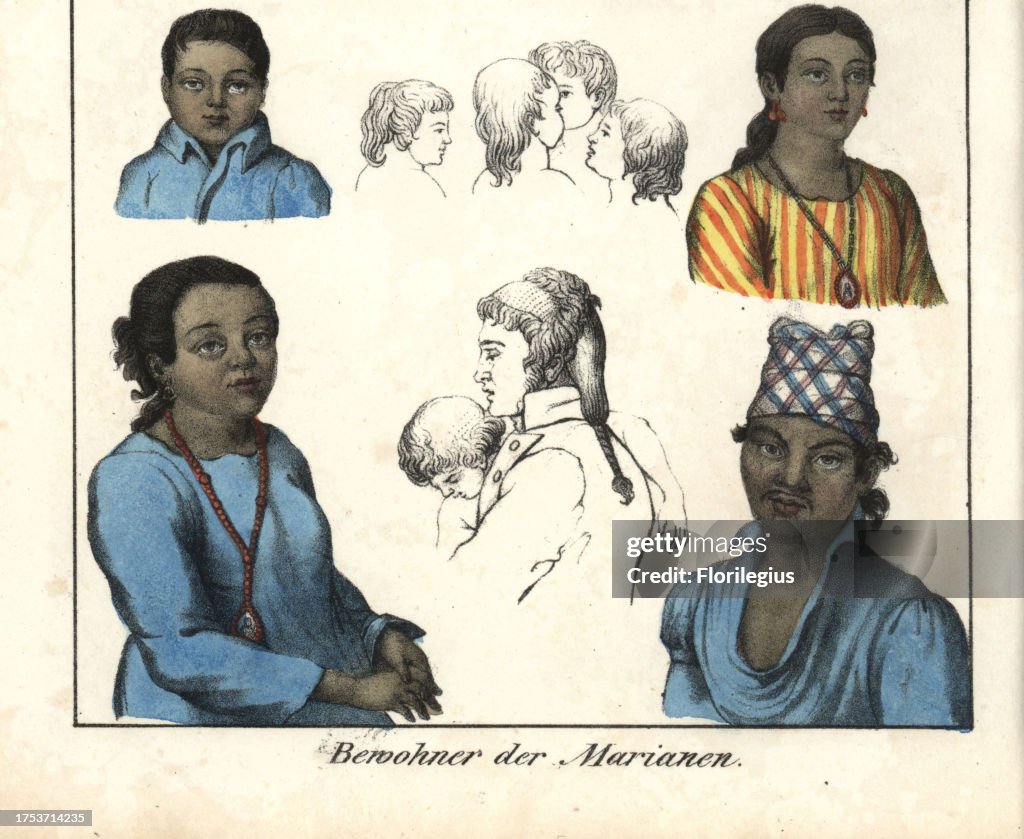 Chamorro people of Guam from Goedsche's 'Complete Gallery of Peoples,' Germany, 1835