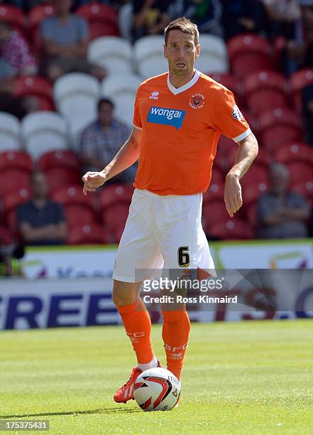 Kirk Broadfoot of Blackpool during the Sky Bet Championship match between Doncaster Rovers and Blackpool at Keepmoat Stadium on August 03, 2013 in...