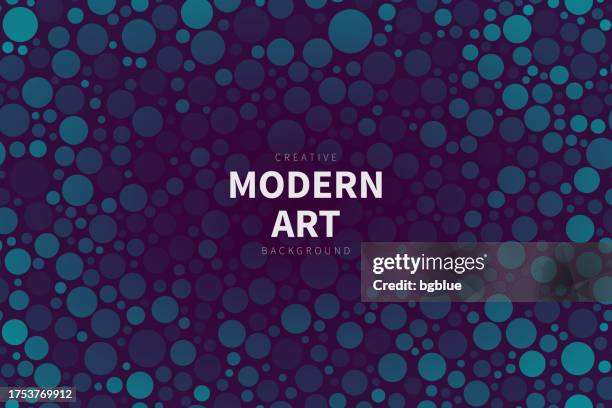 abstract geometric background with blue gradient circles - black-background-with-dots stock illustrations