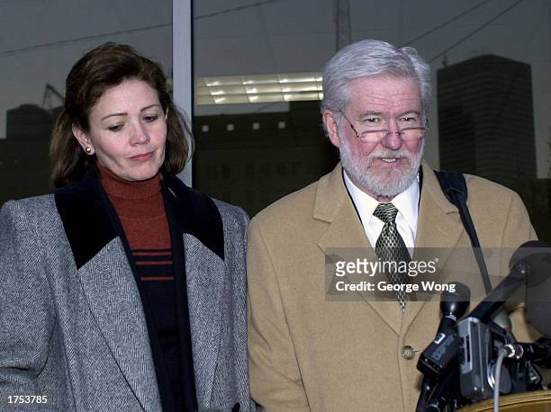 George Parnham , defense attorney for Clara Harris , speaks to the media after the first day of testimony January 30, 2003 in Houston, Texas. Harris...
