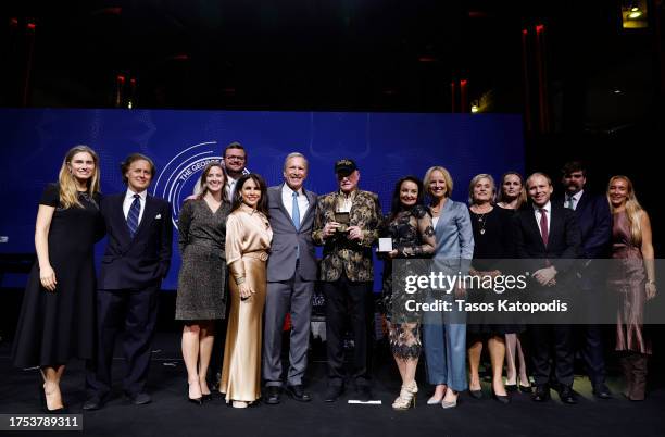 Lauren Bush Lauren, David Lauren, Maria Bush, Neil Bush, Mike Love, Jacquelyne Love and Jennifer Sirangelo appear onstage during the George H.W. Bush...