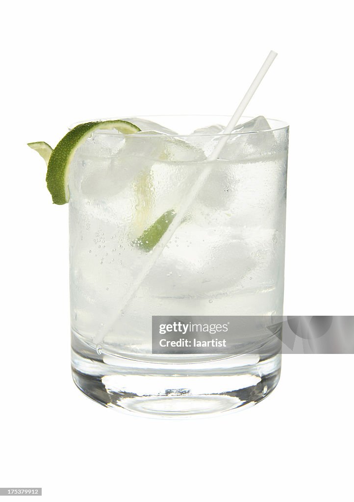 Cocktails sur blanc: Gin Tonic.
