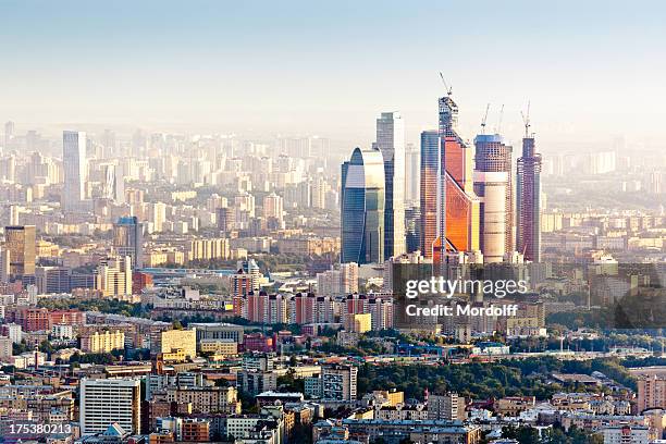 moscow skyline. aerial view - moscow skyline stock pictures, royalty-free photos & images