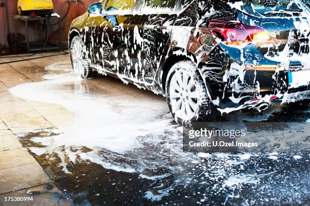 car & foams - car wash stockfoto's en -beelden
