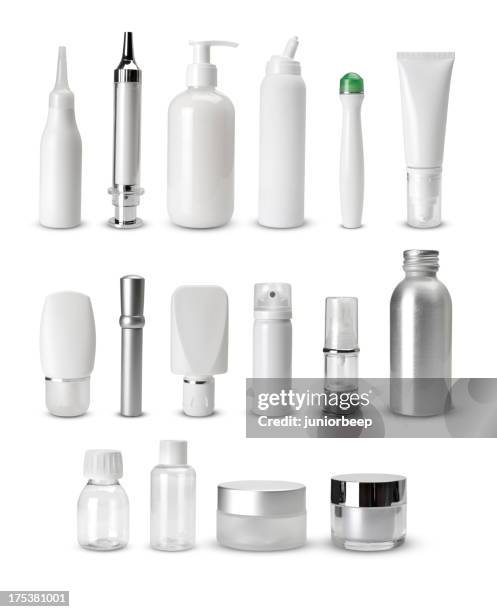 blank generic cosmetics containers - cosmetic bottle stockfoto's en -beelden