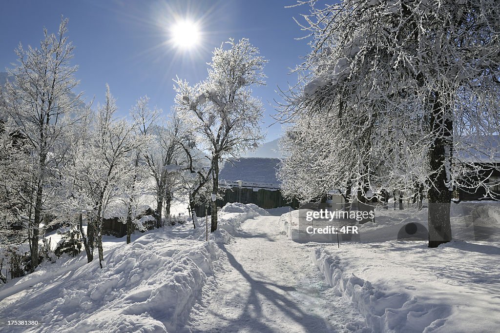 Schnee Winter Weg, den österreichischen Alpen (XXXL