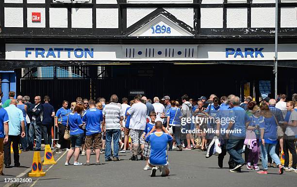 Portsmouth fans turn up in usual numbers for the Sky Bet League Two match between Portsmouth and Oxford United at Fratton Park on August 03, 2013 in...