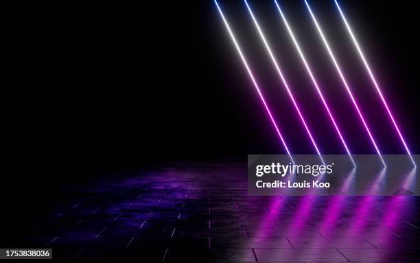 3d rendering architectural background - dark warehouse stock pictures, royalty-free photos & images