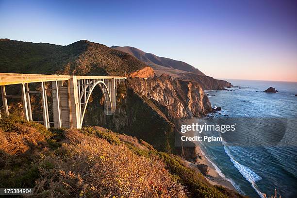 bixby bridge, big sur, kalifornien, usa - bixby bridge stock-fotos und bilder