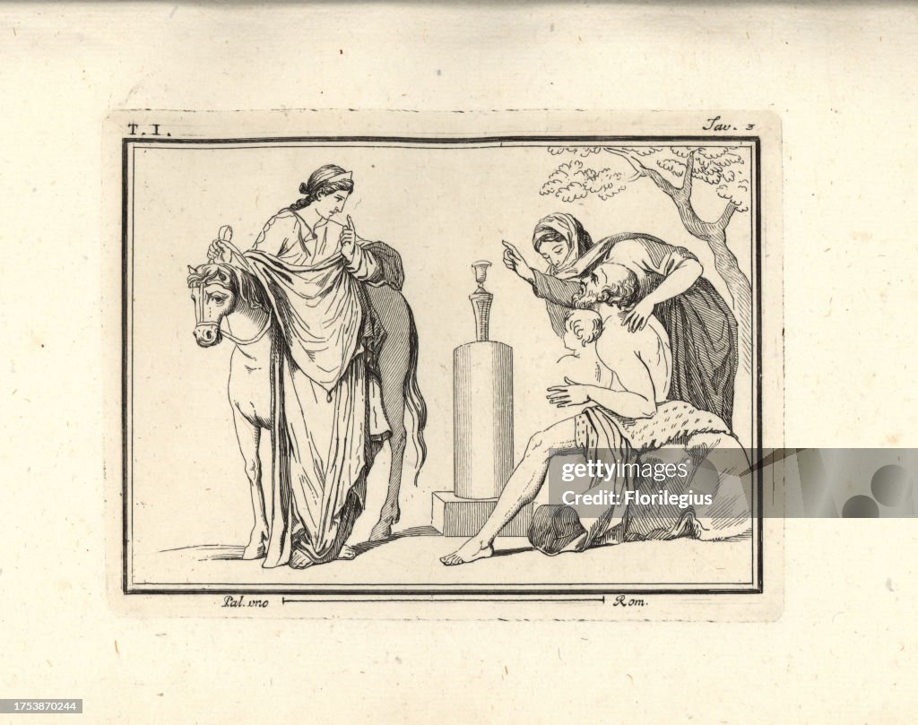 Mythical scene from Piroli's 'Antiquities of Herculaneum,' Rome, 1789