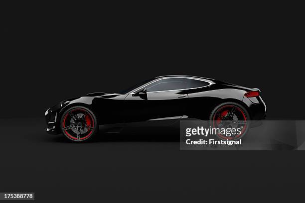 auto sport nero su sfondo scuro - ferrari cars wallpaper foto e immagini stock