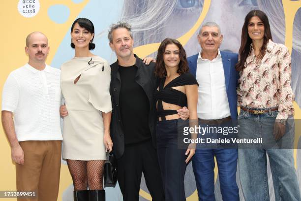 Brando Pacitto, Desirée Popper, director Massimiliano Zanin, Aurora Giovinazzo, Patrizio Oliva and Valeria Solarino attend a photocall for the movie...