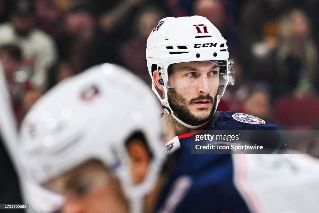 Look on Columbus Blue Jackets right wing Justin Danforth during the ...