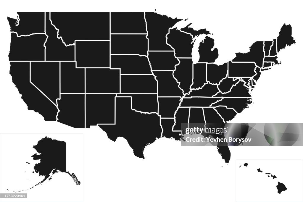 USA political map with states and cities