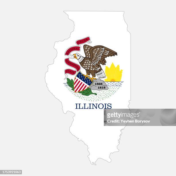illinois state map with usa flag and borders - geography of illinois stock pictures, royalty-free photos & images