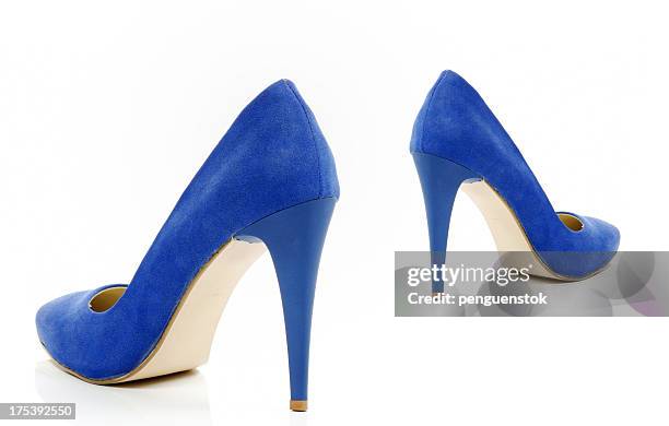 blue high heels shoes - pump - dress shoe stock pictures, royalty-free photos & images