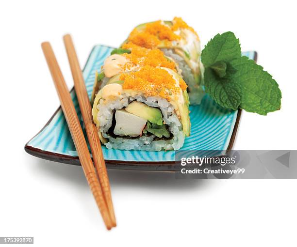 sushi roll plate - sushi stock pictures, royalty-free photos & images