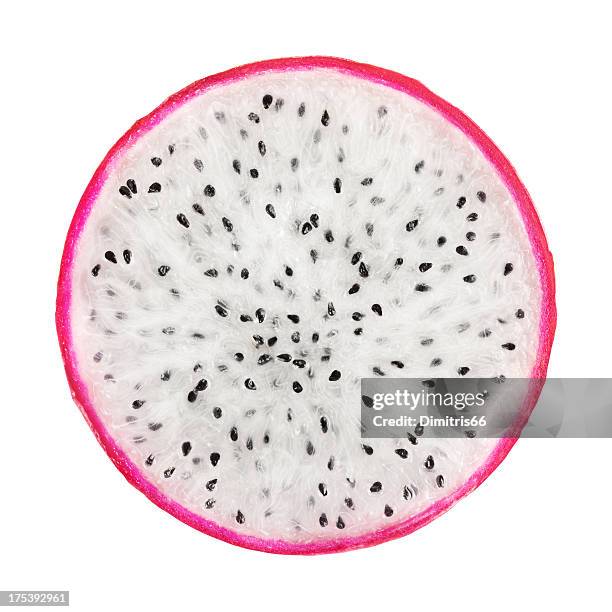 dragon fruit portion on white - pitaya stock pictures, royalty-free photos & images