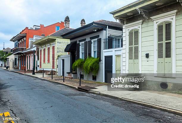 new orleans french quarter colorful row of old buildings - new orleans architecture stock pictures, royalty-free photos & images