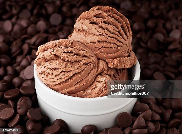 glace au chocolat - chocolat liegeois photos et images de collection