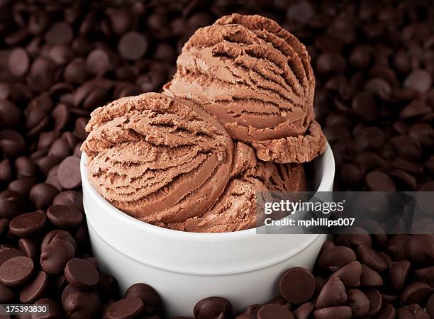 chocolate ice cream - ice cream sundae stockfoto's en -beelden